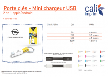 Porte-clés - mini chargeur USB